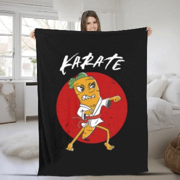 Discover Karate Carrot Fleece Blankets