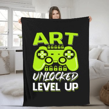 Discover Art Unlocked Level Up Video Gamer Back To School Fleece Blankets