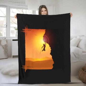 Discover Climbing Climber BoulderingDistressed Retro Rock Climbing 222 Climb Fleece Blankets