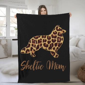 Discover Dog Shetland Sheltie Mom Sheltie Mom Gift Leopard Print Sheltie Baseball Tees Fleece Blankets