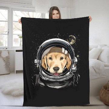 Discover Labrador Lab Dog Astronaut Space Exploration Astronomy Lover 359 Fleece Blankets