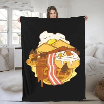 Discover Food Landscape Bacon Egg Waffle Fleece Blankets