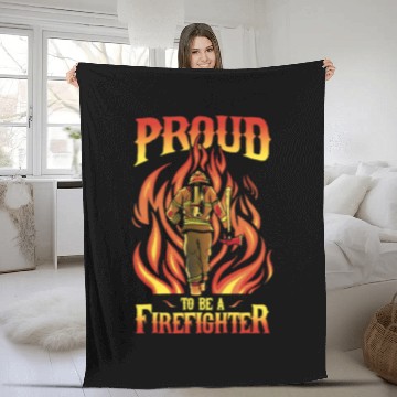 Discover Fireman Firefighter Proud To Be A Firefighter First Responder Fireman Red Line Firemen Fleece Blankets