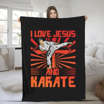 Discover I love Jesus and Karate Student Lustiger Spruch Fleece Blankets