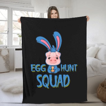 Discover Egg Hunt Squad Cute Pig Piggy Easter Day Eggs Hunting Cute 21 Fleece Blankets