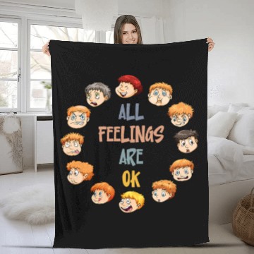 Discover All Feeling Are Okay Funny School Teacher Psychologist Fleece Blankets