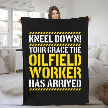 Discover Drilling Oil Field Kneel Down Oilfield Worker Zip Fleece Blankets