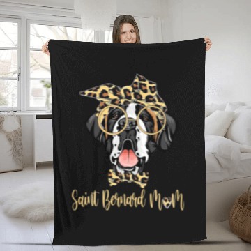 Discover Dog Saint Bernard Mom Leopard Dog Lovers Mother Day Baseball Tees Fleece Blankets
