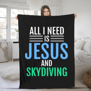 Discover Jesus and Skydiving Christian Skydiver Funny Catholic Fleece Blankets