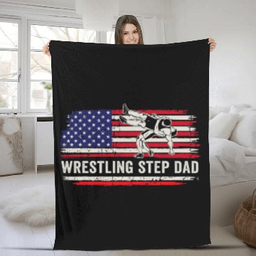 Discover Wrestler Wrestling flag for MMA wrestler STEP DAD Fleece Blankets