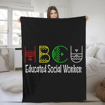 Discover HBCU Educated Social Worker Black College Melanin 2 Fleece Blankets