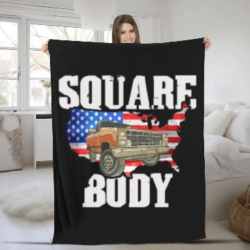 Discover American Flag Square Body Truck Lovers Fleece Blankets