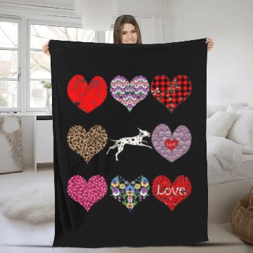Discover Funny Dalmatian Mom Hearts Pattern Valentines Day Dalmatians Dog Fleece Blankets