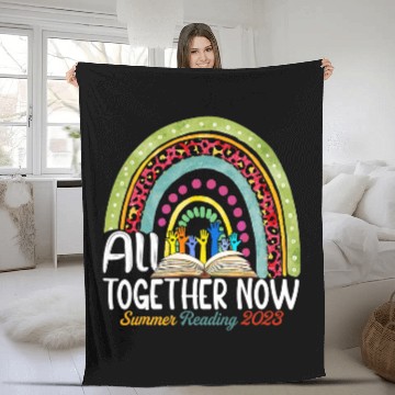 Discover Reading Book All Together Now Summer Reading Rainbow Hand Book Lover Reader Fleece Blankets