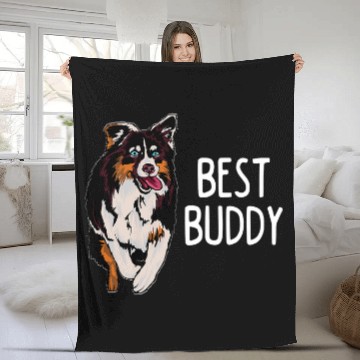 Discover Buddy Australian Shepherd Dog Owner Aussie Lover Puppy Fleece Blankets