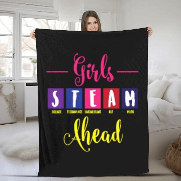 Discover Girls STEAM Ahead Science Technology Engineering Art Math Baseball Tees Fleece Blankets
