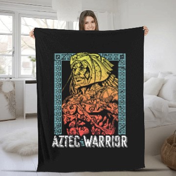 Discover Aztec Warrior King Mexican Native Art Maya Mayans 3 Fleece Blankets