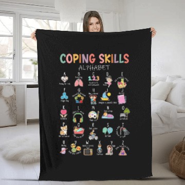 Discover Coping Skills Alphabet School Counselor Psychologist Fleece Blankets