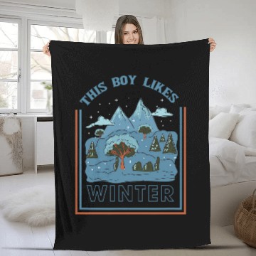 Discover Boy Likes Winter Season Cozy Snow Landscape Fleece Blankets