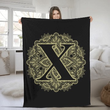 Discover Capital Letter X Floral Initial Monogram Font Alphabet Motif Fleece Blankets