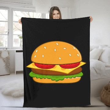Discover Cheeseburger with Lettuce and Tomato Baseball Tees Fleece Blankets
