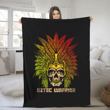 Discover Aztec Warrior King Mexico Aztec Art Mayas Fleece Blankets