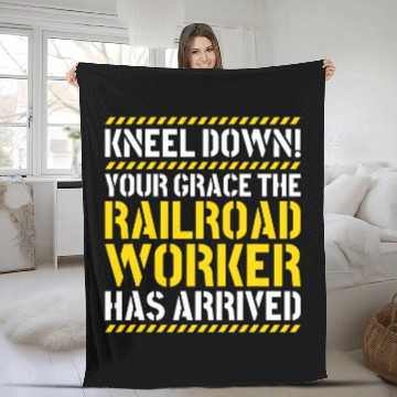 Discover Railway Train Locomotive Rail Kneel Down Railroad Worker Fleece Blankets