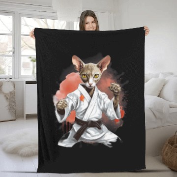 Discover MMA Oriental Shorthair Cat Karate 7 Fleece Blankets
