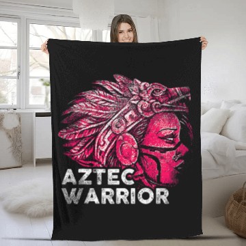 Discover Aztec Warrior King Mexican Native Art Mayans 9 Fleece Blankets