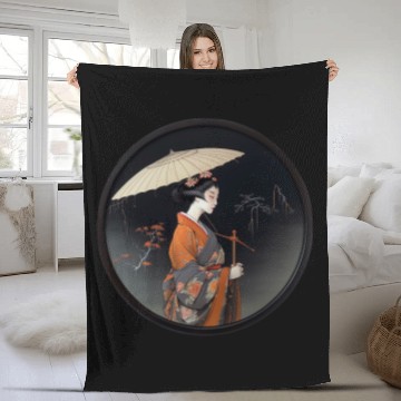 Discover Castle Sakura Fortress A Lady Japanese Apparel Fleece Blankets
