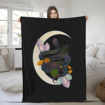 Discover Crystal Moon Serpent Baseball Tees Fleece Blankets