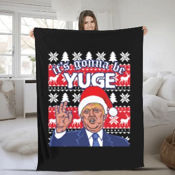 Discover Make Christmas Great Again Trump Ugly Christmas Xmas Fleece Blankets