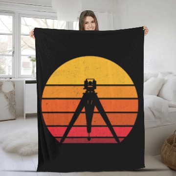 Discover Land Surveyor Retro Land Surveying Analyst Sunset Fleece Blankets