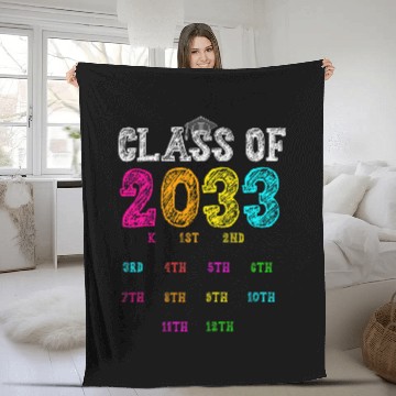 Discover Class Of 2033 PreK 12th Grade Hand Prints Space Graduation Fleece Blankets