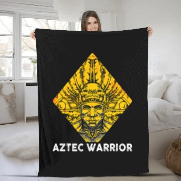Discover Aztec Warrior King Mexican Native Art Mayans 14 Fleece Blankets