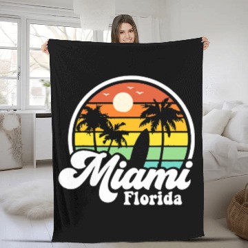 Discover Surf Life Miami Florida Dreaming Beach Palm Summer Vacation Surfing Baseball Tees Fleece Blankets