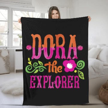Discover Dora the Explorer Flower Word Art Logo Baseball Tees Fleece Blankets