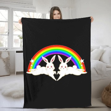 Discover Bunny Rabbit Japanese Art Manga Anime Pride Rainbow Love Fleece Blankets