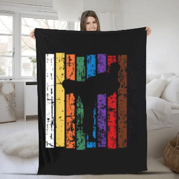 Discover Karate Bel Karate Silhouette Martial Arts 7 Zip Fleece Blankets