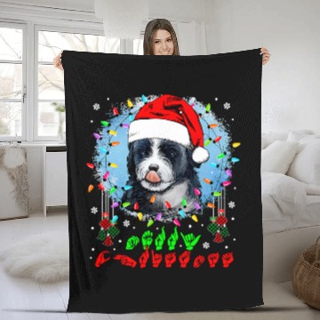 Discover Merry Christmas Hands Sign Language Santa Bernedoodle Lover129 Fleece Blankets