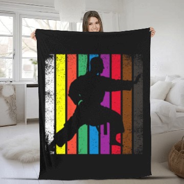 Discover Karate Belt Colors Silhouette Martial Arts Fleece Blankets