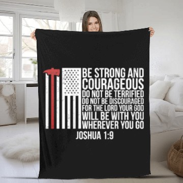 Discover Fireman Firefighter Thin Red Line Firefighter Joshua 19 Bible Verse ON BACK 99 Firemen Fleece Blankets