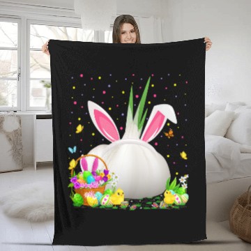 Discover Garlic Easter Egg Hunt Bunny Garlic Easter Sunday Fleece Blankets
