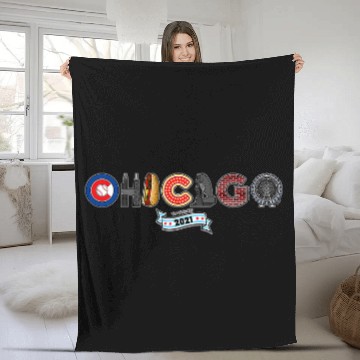 Discover Chicago Illinois The Windy City Baseball Tees Fleece Blankets