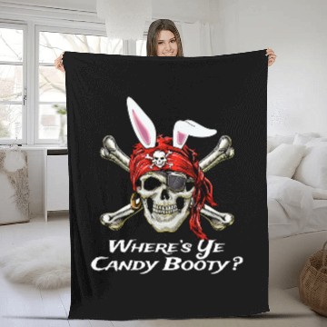 Discover Funny Pirate Skull and Crossbones Wheres Candy Booty Easter Baseball Tees Fleece Blankets
