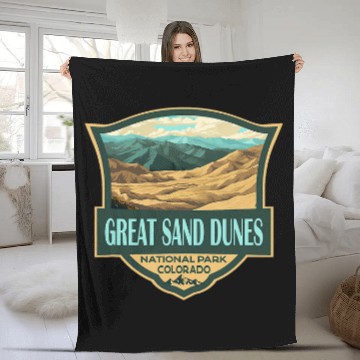 Discover Great Sand Dunes National Park Illustration Retro Badge Baseball Tees Fleece Blankets