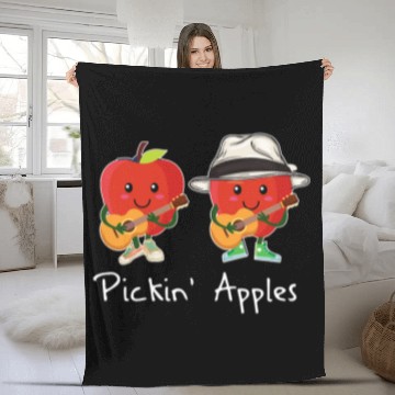 Discover Funny Cartoon Apples Pickin Guitar Cute Apple Picking Zip Fleece Blankets