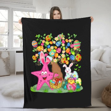 Discover Bunny Starfish Hunting Easter Eggs With Chick Cute Tree Baseball Tees Fleece Blankets