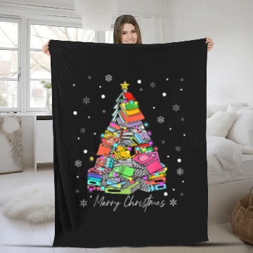 Discover Reading Book Merry Christmas Tree Love Reading Books Librarian xmass Tree 1 Reader Fleece Blankets