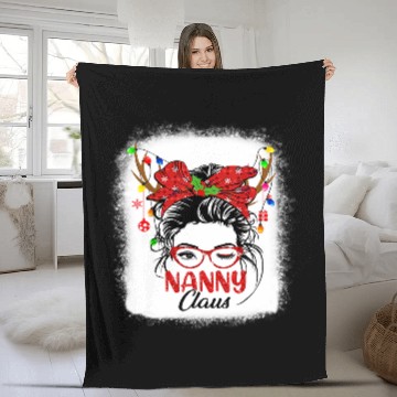 Discover Nanny Claus Messy Bun Christmas Reindeer Bleached 77 Fleece Blankets